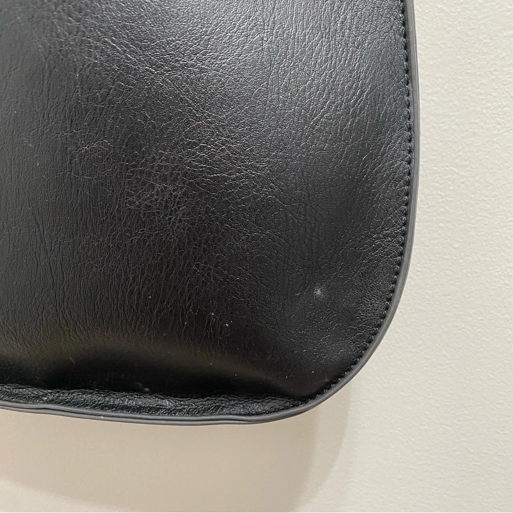 Faux Leather Black Boho Crossbody Bag